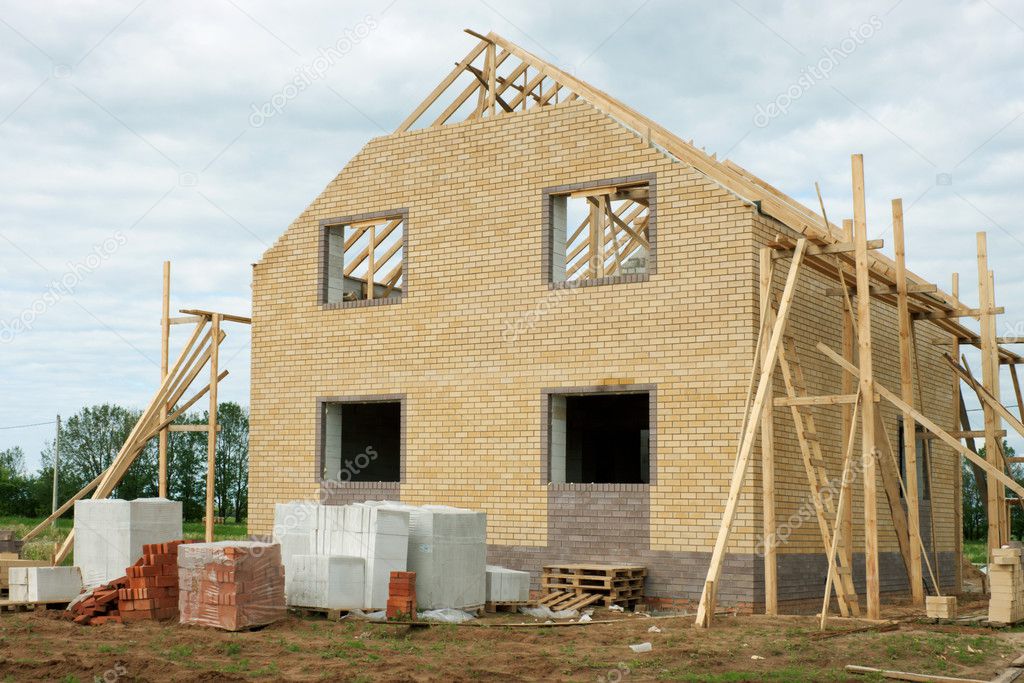 Brick house under construction
