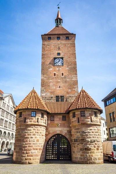 Hodinová věž Norimberku Mnichov Německo — Stock fotografie