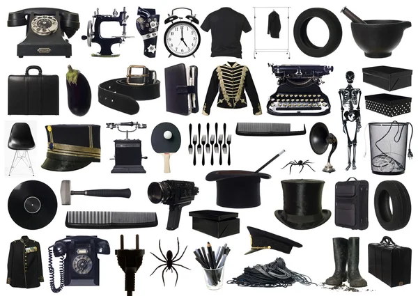 Collage aus schwarzen Objekten — Stockfoto