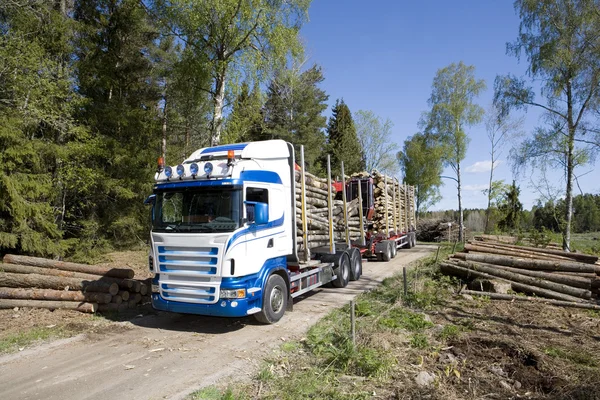 Truck met hout — Stockfoto