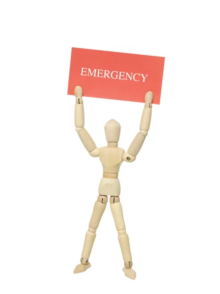 Bambola con cartello di emergenza — Foto Stock