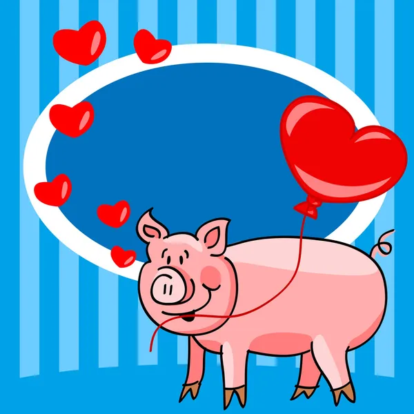 Cartão de amor de porco desenhos animados —  Vetores de Stock
