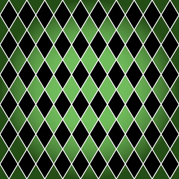 Seamless harlequin pattern-green and black — Stock Vector