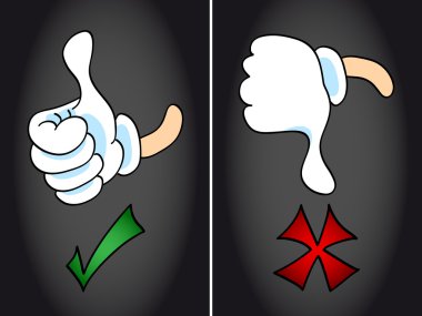 Thumb up and thumb down symbol clipart