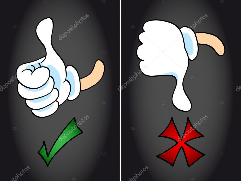 Thumb up and thumb down symbol