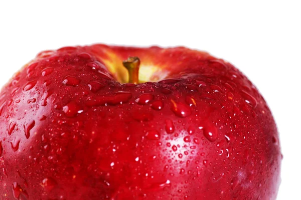 Beautiful wet bright red apple over white — Stock Photo, Image