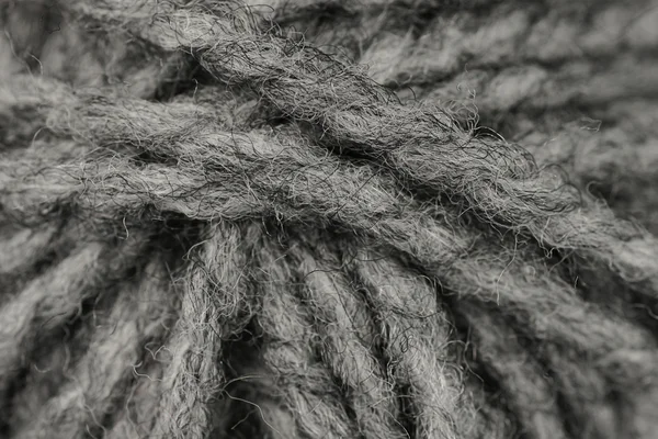 Macro shot of ball of grey wool or yarn — Stock Photo, Image