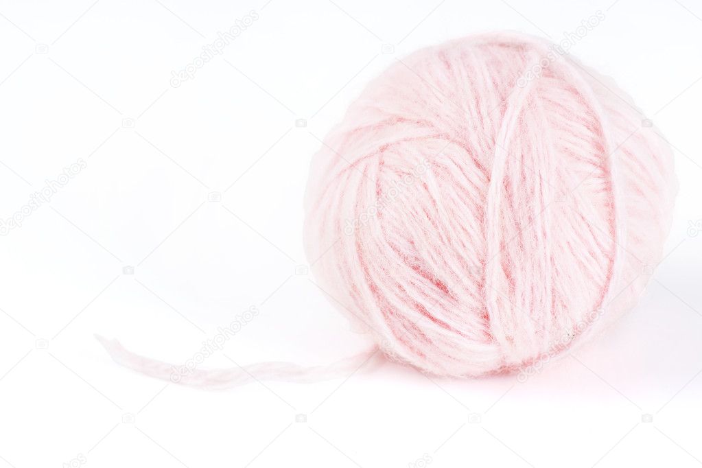 Ball of pretty soft pale pink angora wool