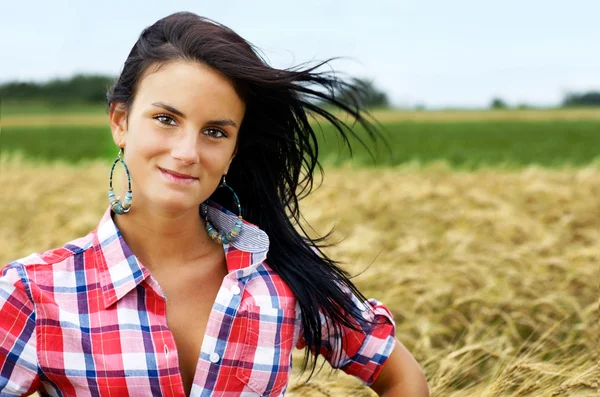 Cowgirl with hair floating — Stock Photo, Image