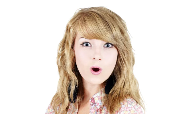 Surprised young blond teenager girl — Stock Photo, Image