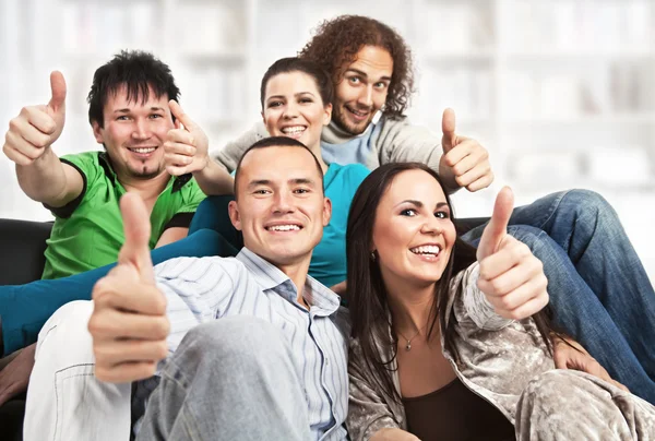 Thumbs up - happy young — Stock Photo, Image