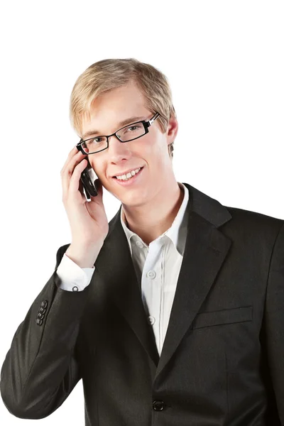 Young smiling man with cellphone — Stock Photo, Image