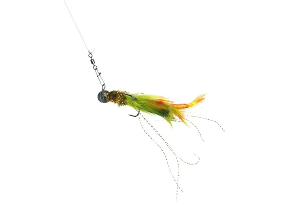 Pesca com mosca em fundo branco — Fotografia de Stock