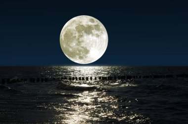 Moon over water clipart