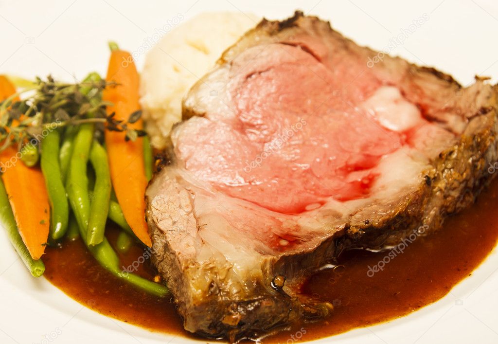 Rare Prime Rib with Vegetables