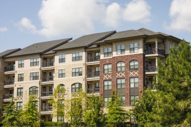 Red and Beige Brick Apartments clipart