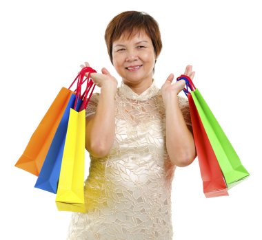 Happy mature shopper clipart