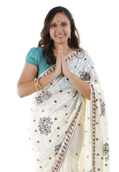 Indische Frau grüßt — Stockfoto