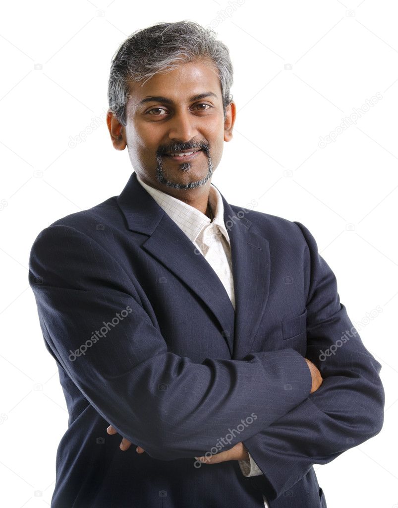 Portrait Of A Middle Aged Indian Man Stock Photo, Picture and