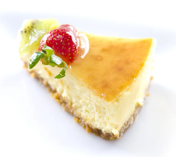 Passion fruit cheese cake slice — Stock Photo, Image