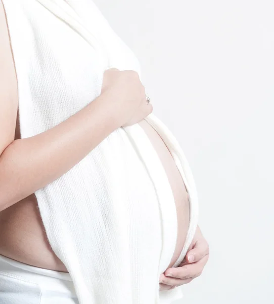 Pod koniec ciąży brzuch — Zdjęcie stockowe