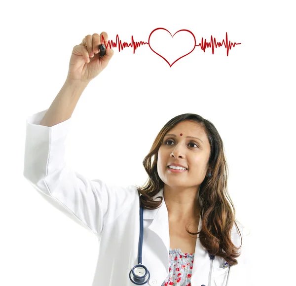 stock image Doctor drawing a heartbeat