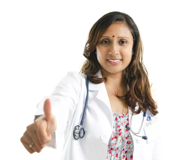 Ινδική γυναίκα γιατρό τον αντίχειρα επάνω — Φωτογραφία Αρχείου