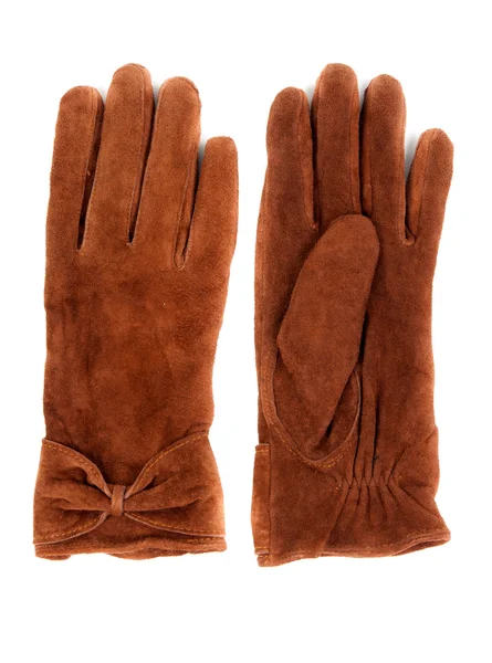 Een paar bruin lederen handschoenen — Stockfoto