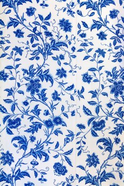 Blue floral pattern on the wallpaper clipart