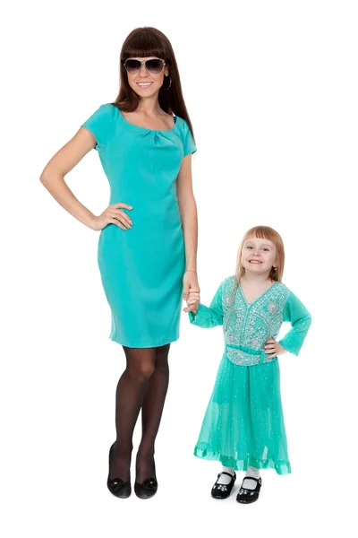 Fashionable young mother with a young daughter — Stock Photo, Image