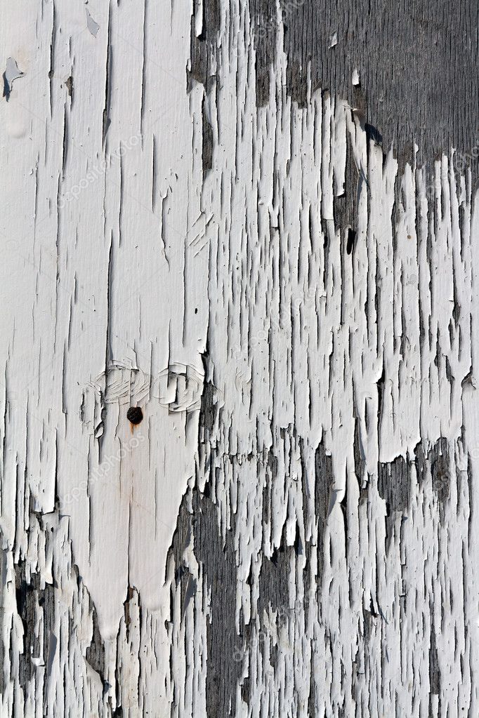 Chipped white paint on wood texture