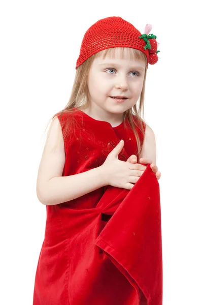 Retrato de uma menina bonita em um vestido vermelho — Fotografia de Stock