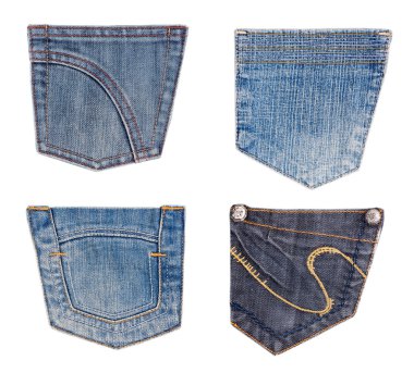 Jeans pockets collection isolated on white clipart