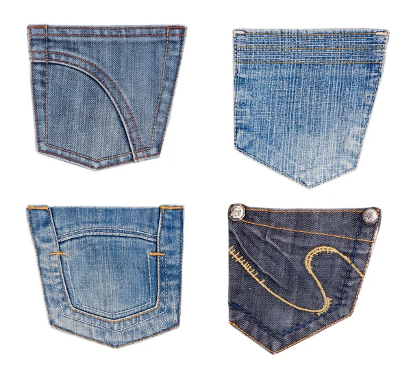 Jeans zakken collectie geïsoleerd op wit — Stockfoto