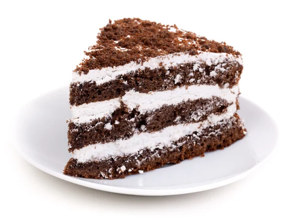 Σοκολάτα κομμάτι του κέικ που απομονώνονται σε λευκό φόντο. — Φωτογραφία Αρχείου