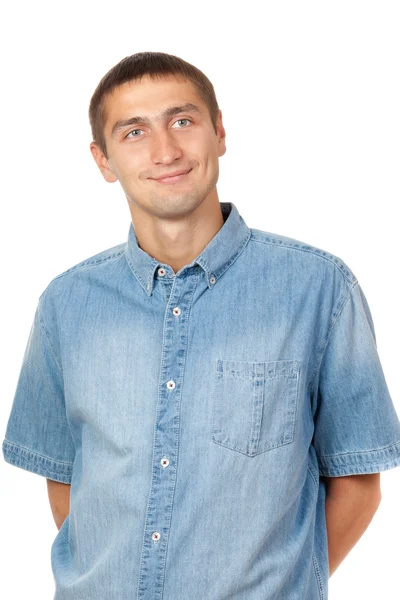 Jong casual man portret geïsoleerd op witte achtergrond — Stockfoto