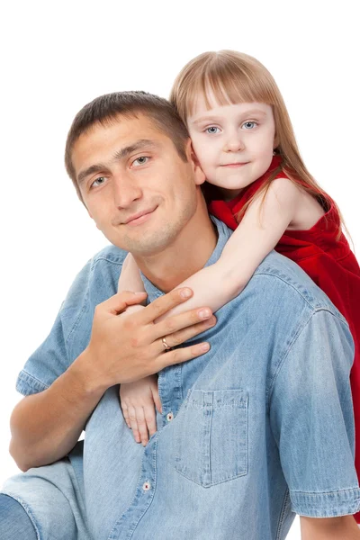Otec a mladá dcera sedí na podlaze — Stock fotografie