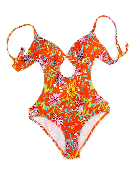 Farbenfroher verschmolzener weiblicher Badeanzug. — Stockfoto