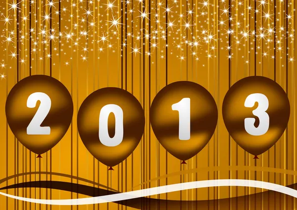 2013 ilustração do ano novo com balões dourados — Fotografia de Stock