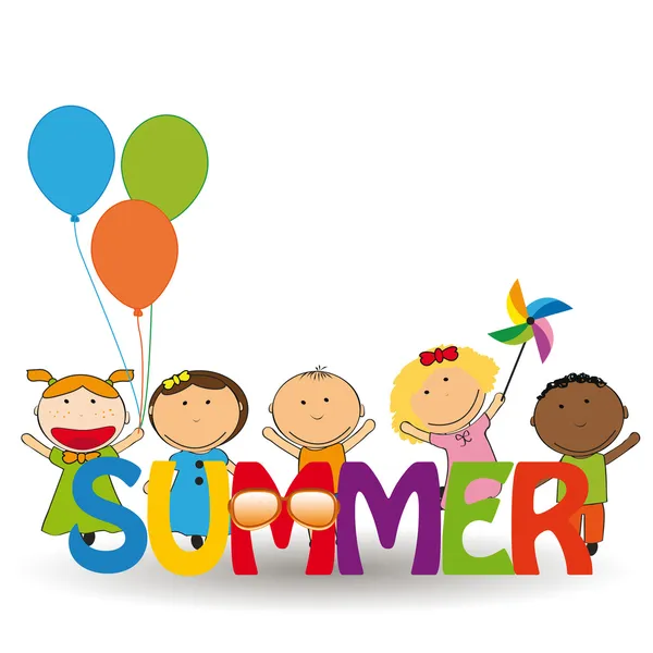 Kinderen zomer — Stockvector
