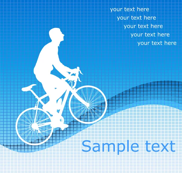 Cyklist på den blå abstrakt bakgrunden — Stock vektor