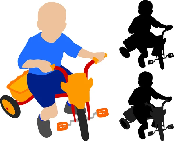 儿童骑三轮车 — 图库矢量图片