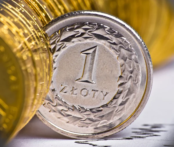 Uiterst close-up van Polen munt — Stockfoto
