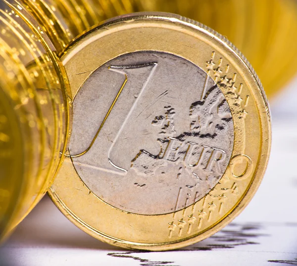 Extremely close up view of European currency — Stock Photo, Image