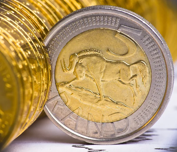 Vista extremadamente cercana de la moneda sudafricana —  Fotos de Stock