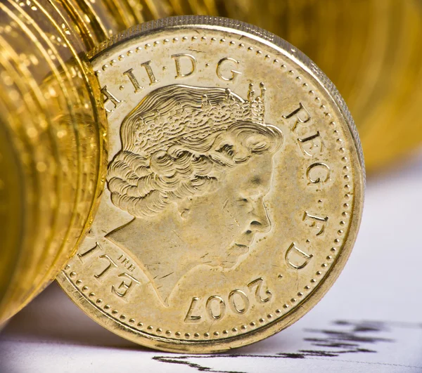 Vista muy cercana de la moneda británica —  Fotos de Stock