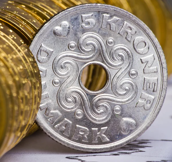 Vedere extrem de apropiată a monedei daneze — Fotografie, imagine de stoc