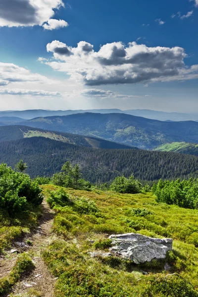 Bela vista da trilha de montanhas Beskidy, Polônia — Fotografia de Stock
