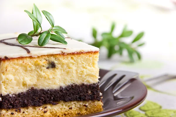 Deliziosa torta di formaggio dolce con semi di papavero — Foto Stock