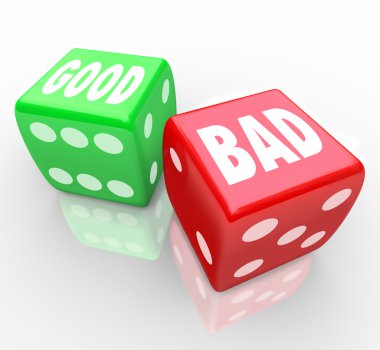 Good Vs Bad Dice Lucky Roll to Decide Answer clipart